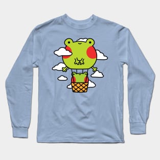 Frog hot air balloon with clouds Long Sleeve T-Shirt